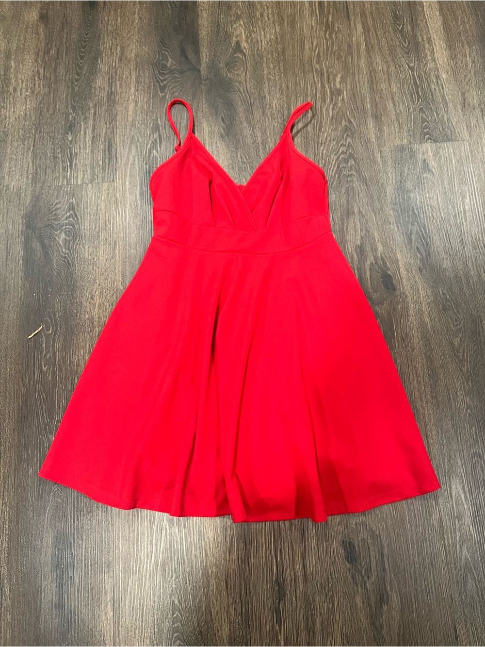 SHEIN Bright Red Dress with V-Neck and Spaghetti Straps